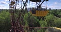 A Ferris wheel in Pripyat, near Chernobyl (Aerial, 4K)